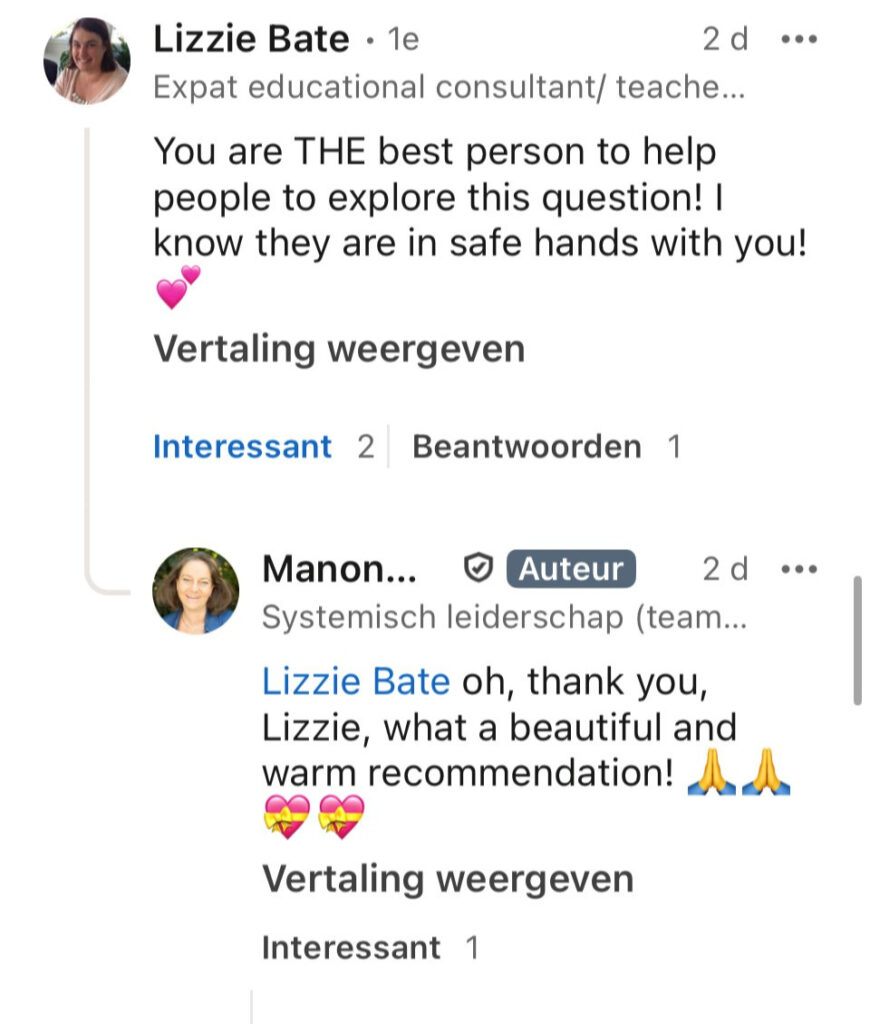 Testimonial for coaching my Manon