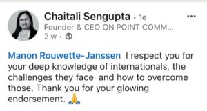 Testimonial for expert Manon Rouwette