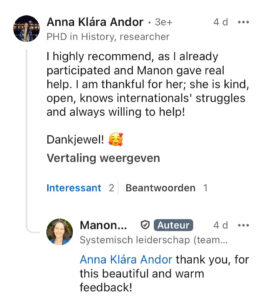 Testimonial coaching by Manon Rouwette