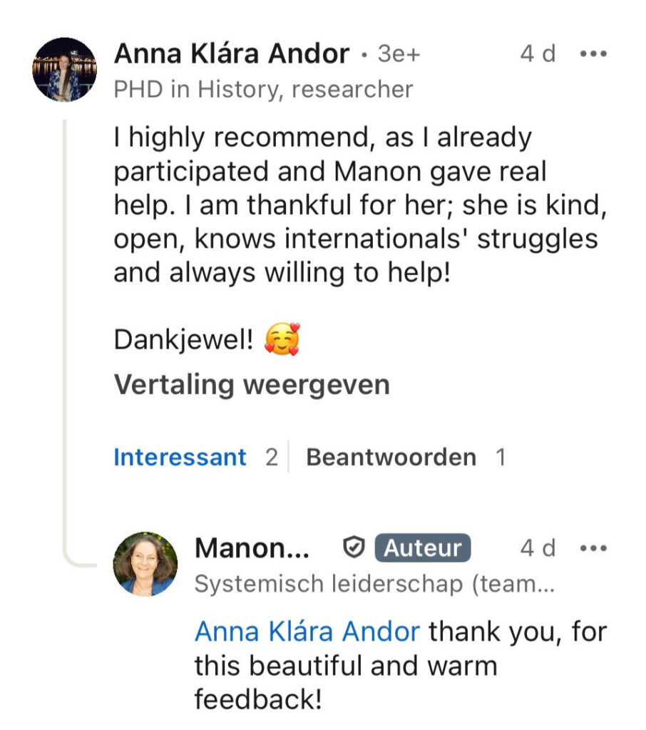 Testimonial coaching by Manon Rouwette